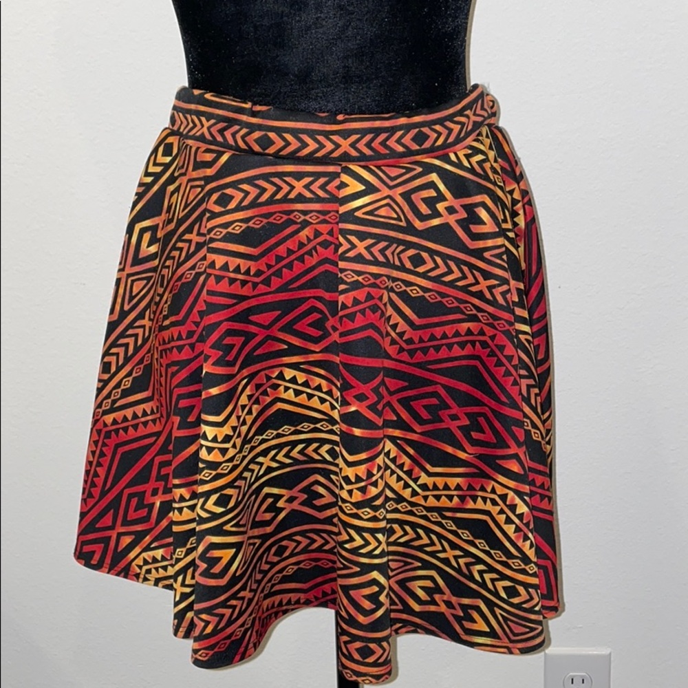 See You Monday Tribal Print Skater Skirt